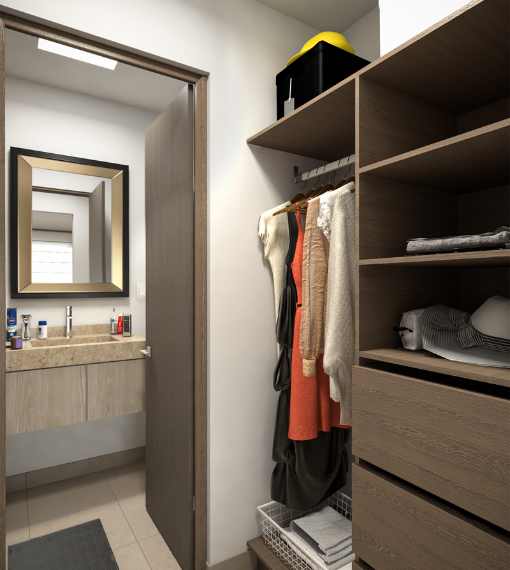 vestidor principal y baño