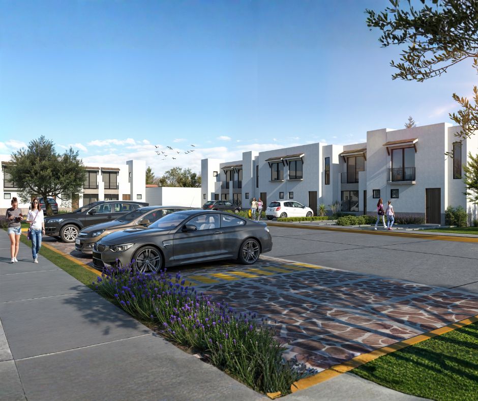 Render de calle interior en la privada Aronah Alba, León Gto