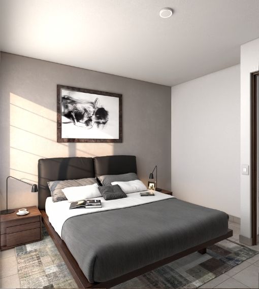 Recámara principal, vista 2 del modelo Arya en Aronah Alba, León Gto